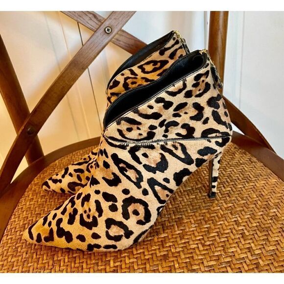 Grigiarancio Italian made point toe leopard calf hair booties size 39 - Picture 3 of 10